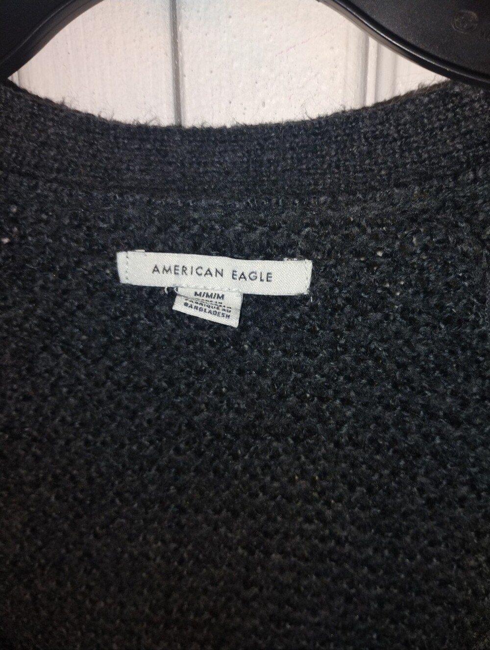 American Eagle Outfitters Dark Charcoal Gray Textured Cropped Cardigan - Picture 2 of 6